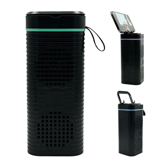 Portable Bluetooth Speaker with Phone Stand, RGB Lighting, Rechargeable, FM Radio, Memory Card